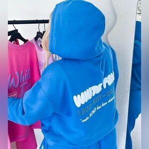 LIMITED EDITION White-fox blue sweatshirt collab w Darcy McQueeny